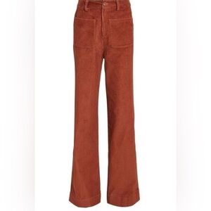 Ulla Johnson Corduroy Pants Wide Leg Brown Orange Rust High Waisted Size 0